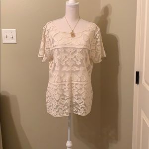 Ultra Pink Cream Blouse Size Large